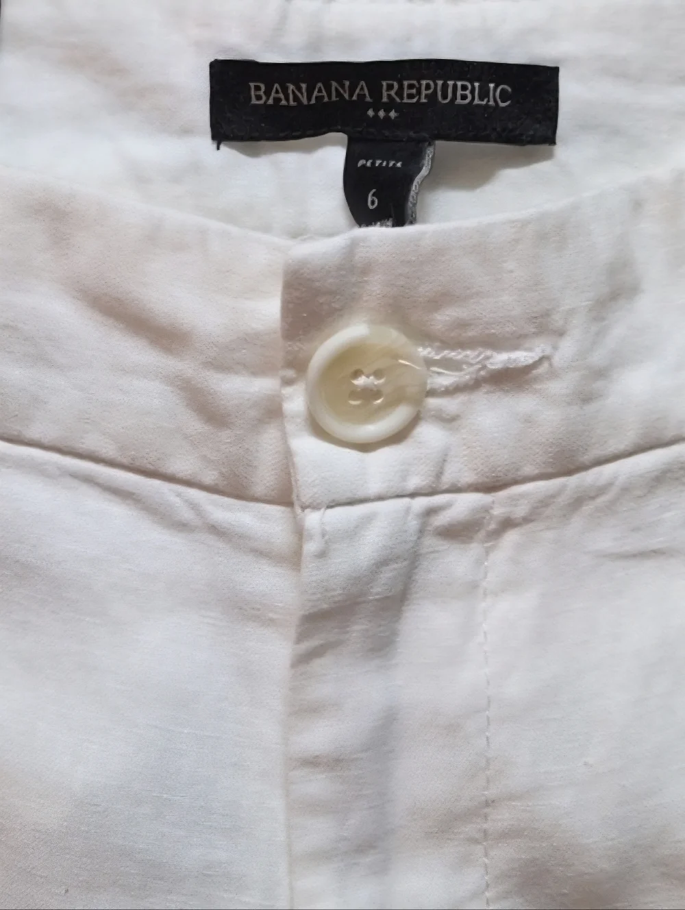 Banana Republic White Linen Blend Petite Cuffed Ankle Pants 6P Tailored Trouser